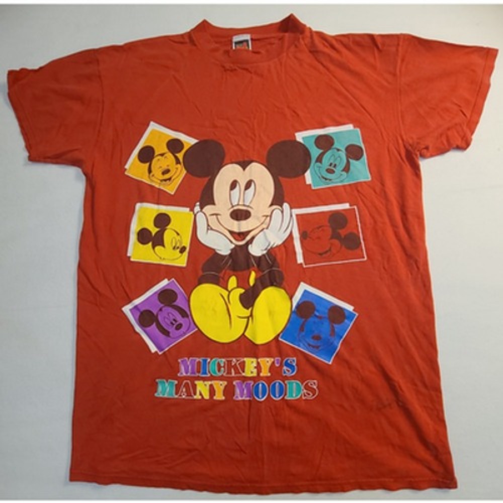 Vintage Disney Mickey Unlimited Mickey's Many Moods T Shirt One Size Orange